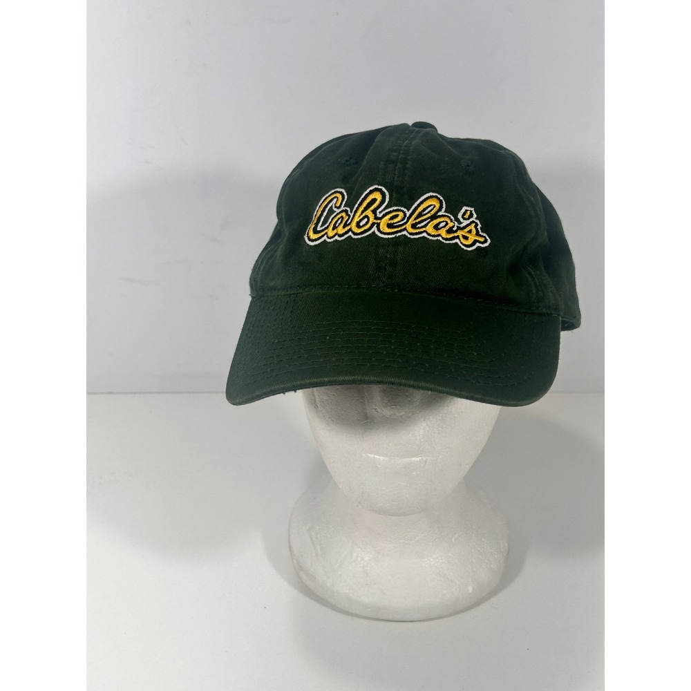 Cabelas Hat Mens Forest Green Embroidered Logo Adjustable Strap Baseball Cap